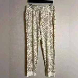 Rachel Zoe Joggers Pants Womens Size L Leopard Print w/Pockets Drawstring Soft